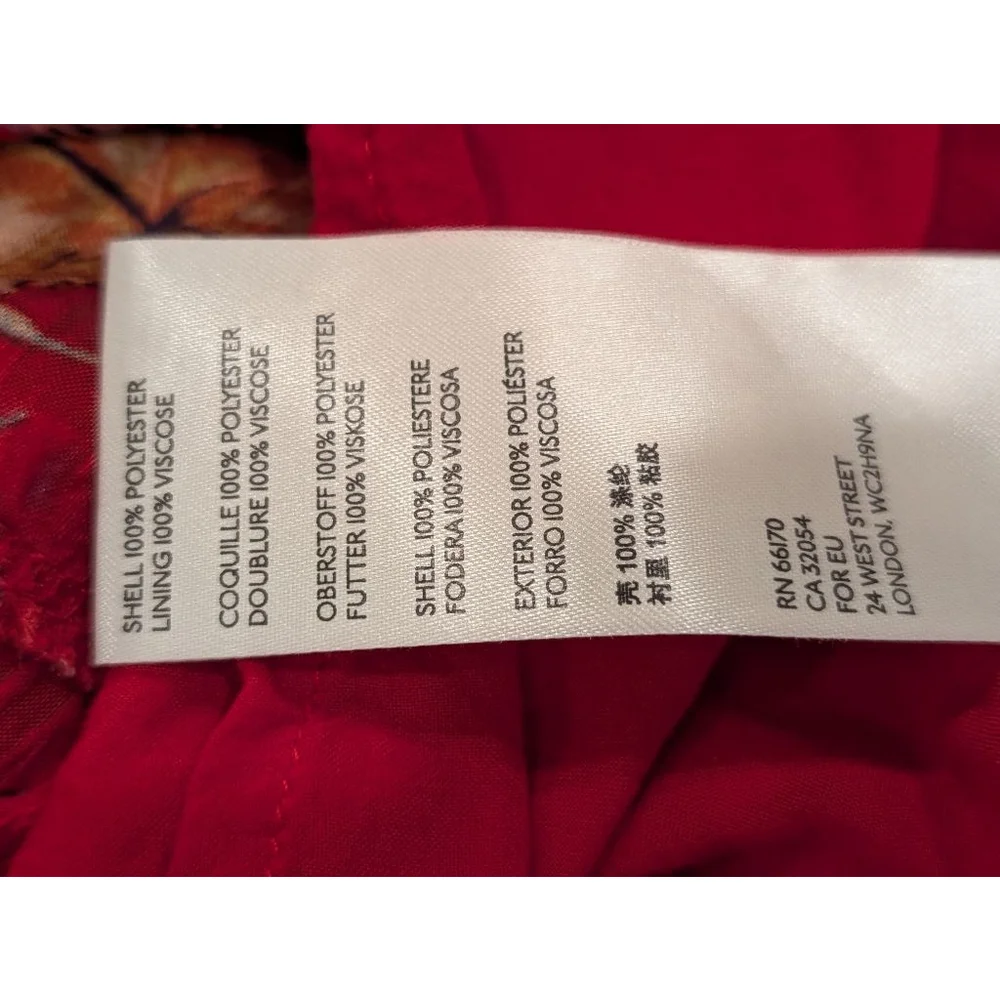 Women's Free People M Red Floral Long Sleeve Ruffle Mini Dress - Picture 12 of 12